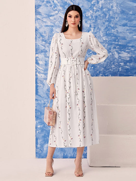 My Western white printed tranding maxi dress My Western