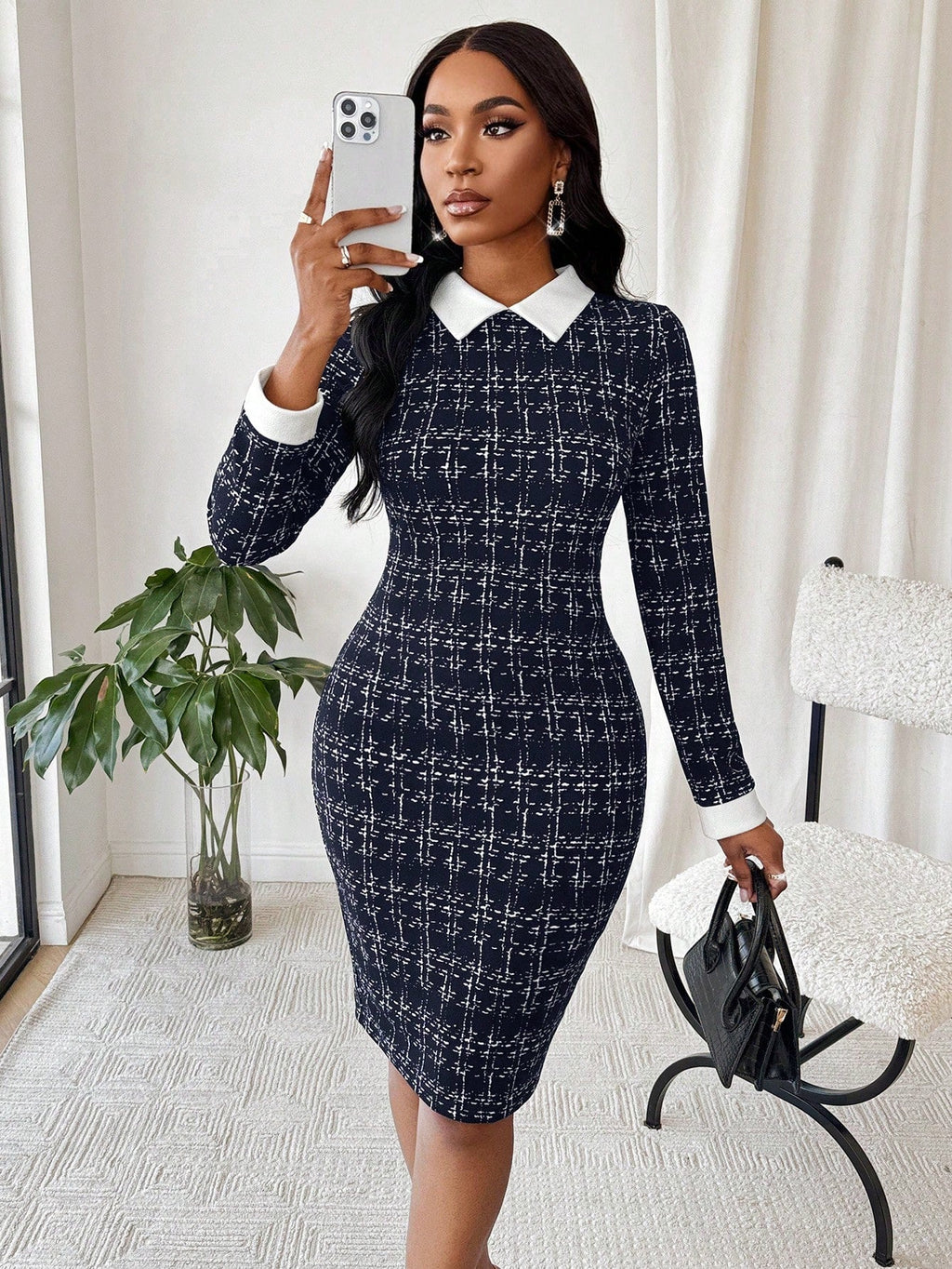 Power Poise Collar Bodycon Dress