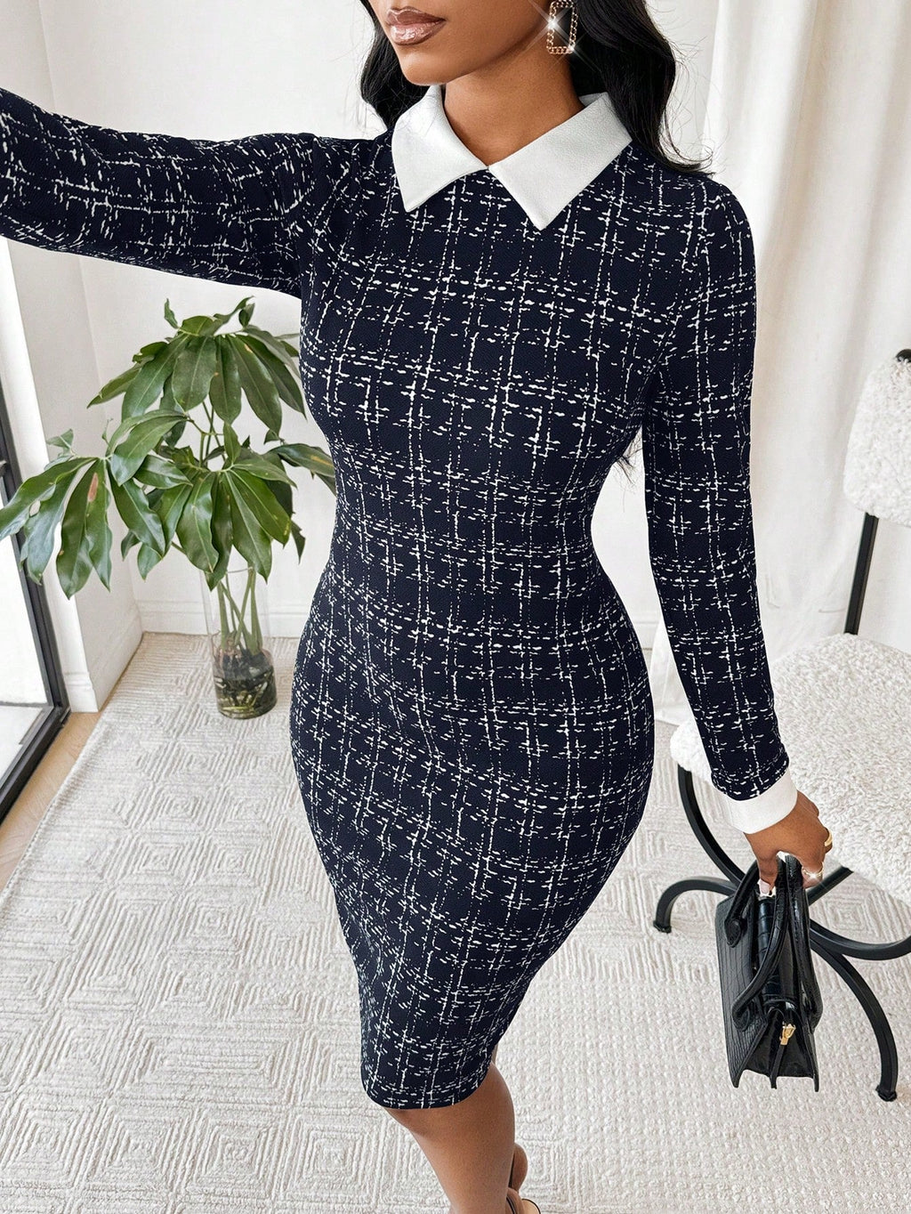 Power Poise Collar Bodycon Dress