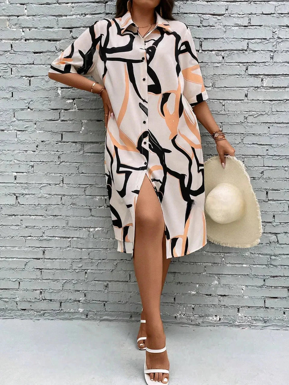 My Western Plus Allover Print Button Front Shirt Dress My Western