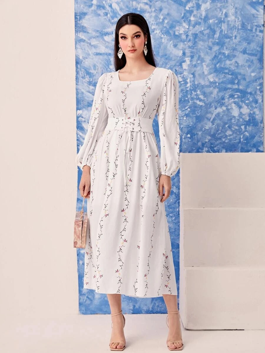 My Western  white printed tranding maxi dress My Western