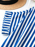 summer casual striped midi dress women India short sleeve rayon