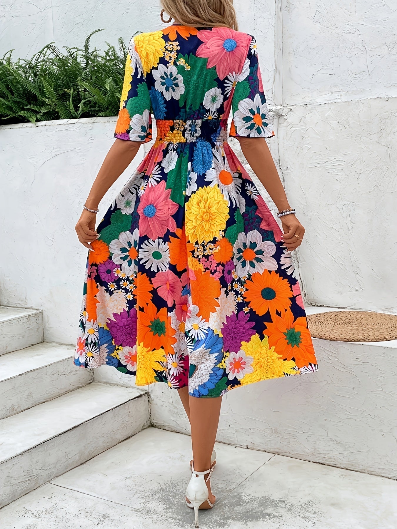 MyWestern Vibrant Floral Flare Midi Dress My Western