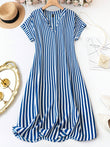 summer casual striped midi dress women India short sleeve rayon