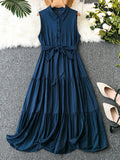 summer tiered maxi dress women India plus size belted sleeveless