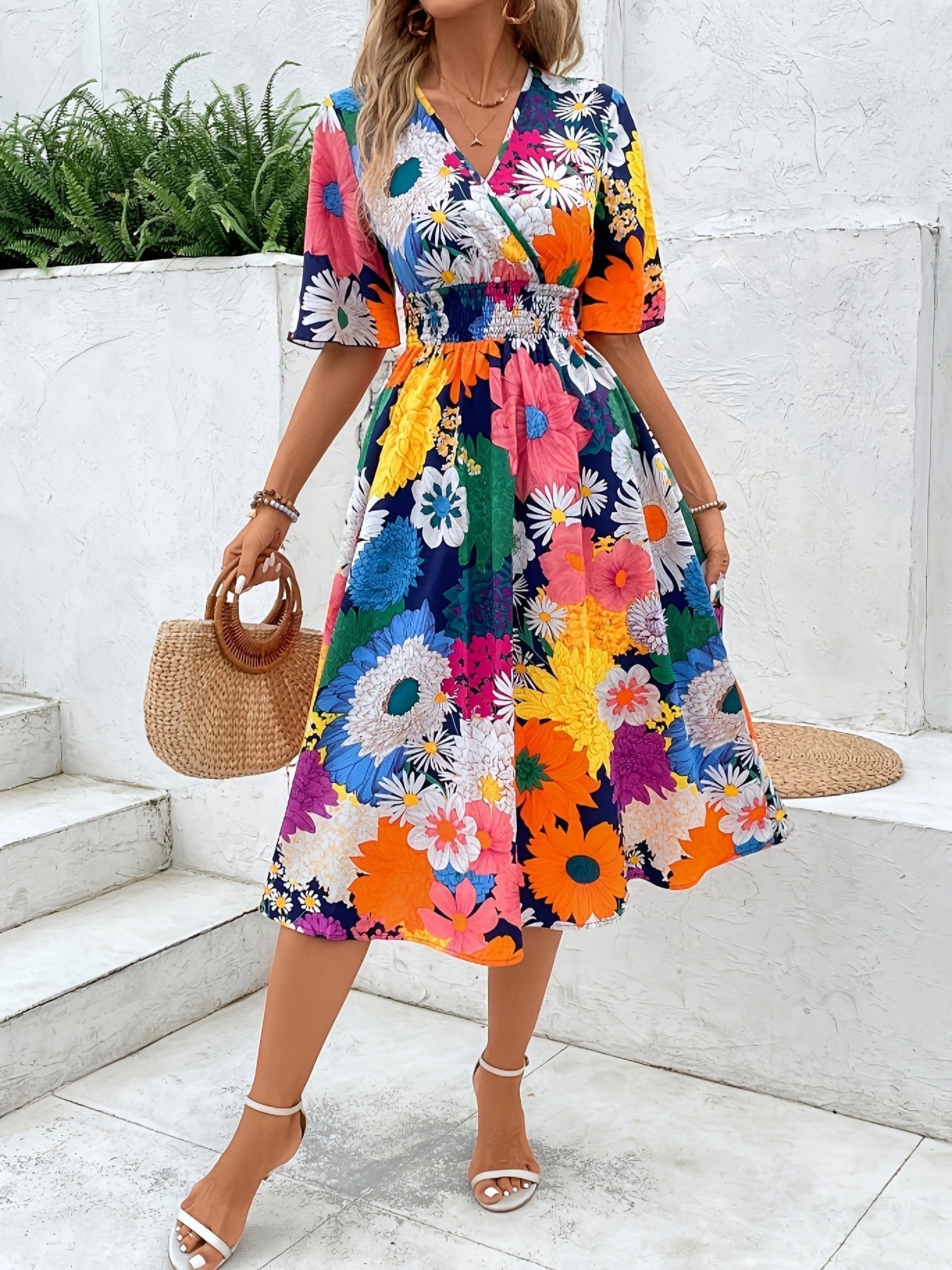 MyWestern Vibrant Floral Flare Midi Dress My Western