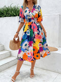 MyWestern Vibrant Floral Flare Midi Dress My Western