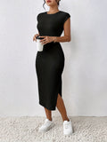 Black Ribbed Bodycon Midi Dress – By MyWestern My Western