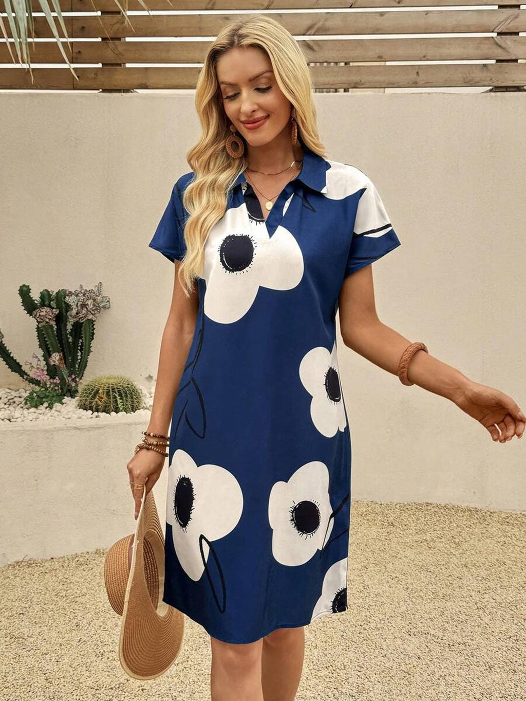 MyWestern Whimsical Blooms: Knee - Length Floral Dress - MyWestern