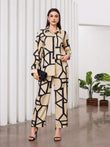 My Western Women's Cotton Floral Printed Shirt Collar Tunic with Trousers Co-Ord Set/Cotton Cord Set for Women My Western