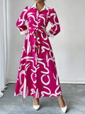summer shirt dress women India pink abstract print belted maxi