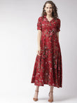 My Western Crepe Floral Printed Full Length Fit & Flared Western Maxi Dress My Western