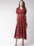 My Western Crepe Floral Printed Full Length Fit & Flared Western Maxi Dress My Western
