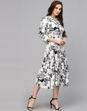 My Western Women's Crepe Floral Printed Ruffled Western Maxi Dress My Western