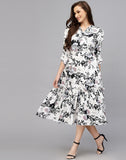 My Western Women's Crepe Floral Printed Ruffled Western Maxi Dress My Western