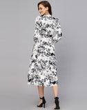 My Western Women's Crepe Floral Printed Ruffled Western Maxi Dress My Western
