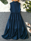 summer tiered maxi dress women India plus size belted sleeveless