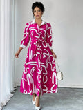 summer shirt dress women India pink abstract print belted maxi