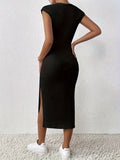 Black Ribbed Bodycon Midi Dress – By MyWestern My Western