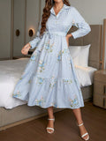 MyWestern Floral Print Ruffle Hem Belted Dress My Western