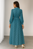 Western World Teal-Blue Heart Print Maxi Shirt Dress