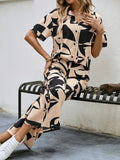 My Western Rayon Button Front Short Graphic Print Elegant Two Piece Set for Women My Western